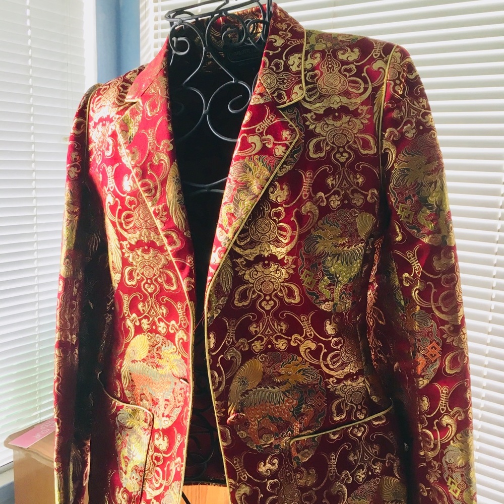 Asian silk vintage jacket by Charlotte Ford size 8